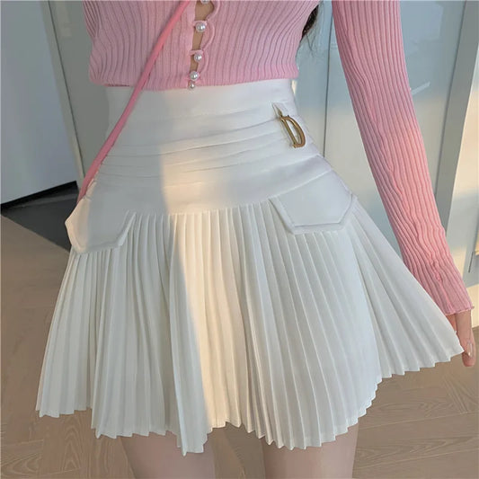 White Pleated Mini Skirt