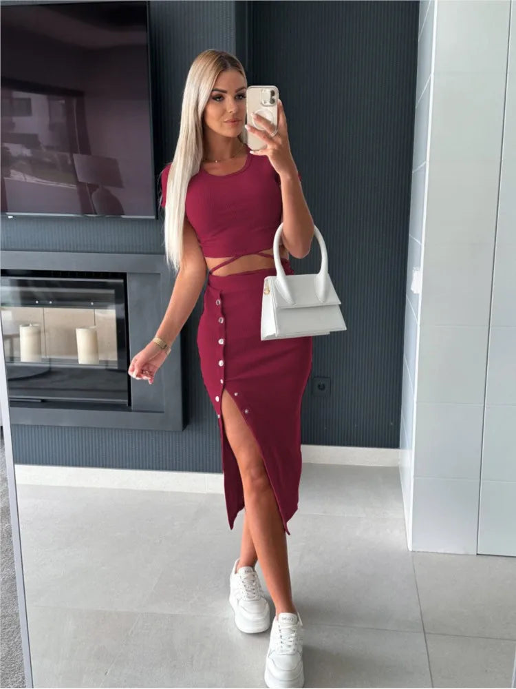 Summer Solid Color Two-Piece Set