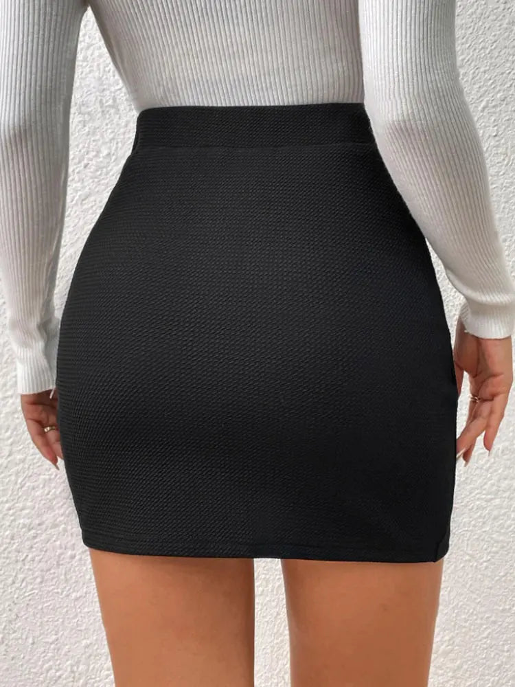 Black Split Mini Skirt